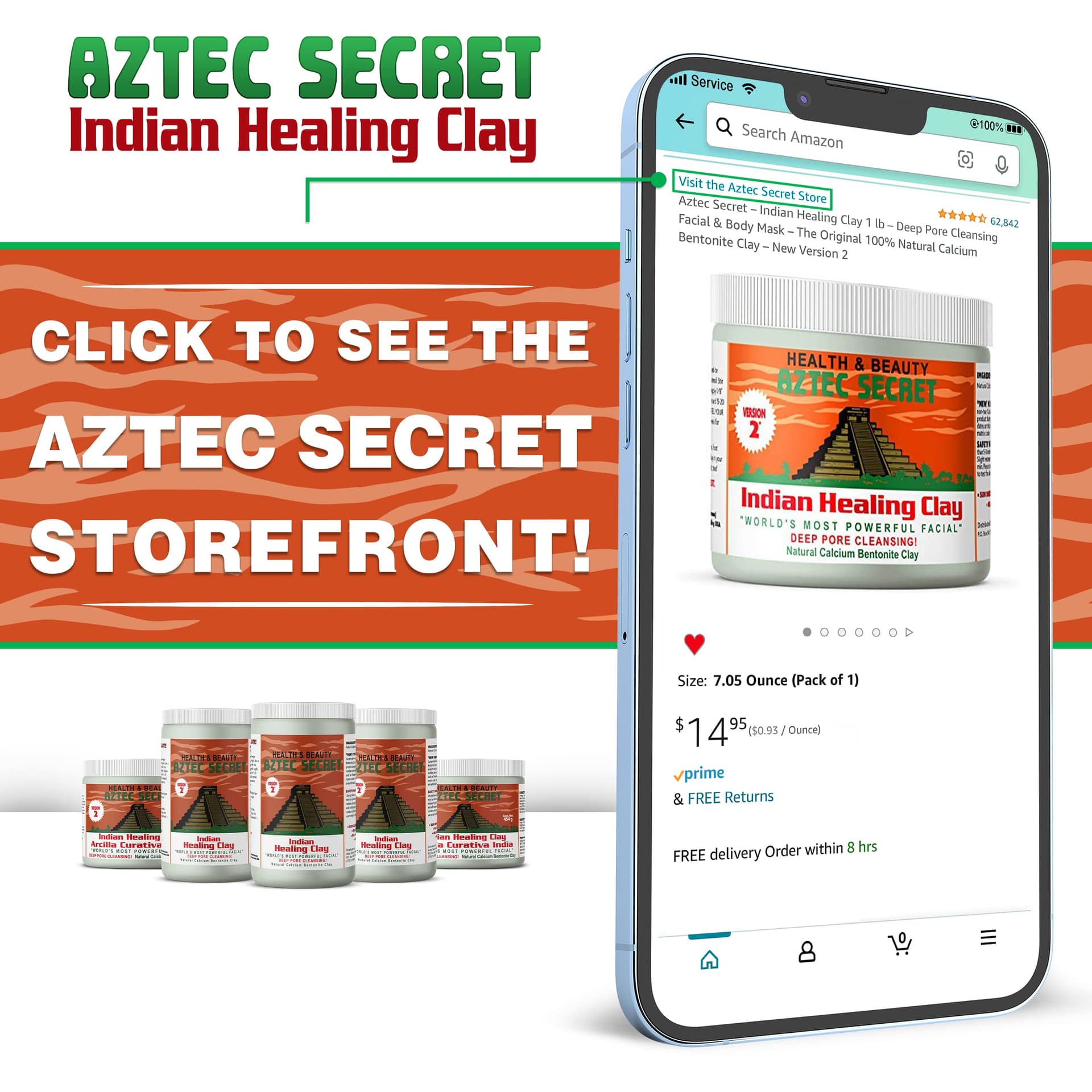 Aztec Secret – Indian Healing Clay 1 lb – Deep Pore Cleansing Facial & Body Mask – The Original 100% Natural Calcium Bentonite Clay – New Version 2 thumbnail 6