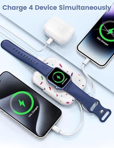 RORRY CharmGo Portable Charger, 5000mAh Portable Charger Power Bank | Built-in Cables,Travel Keychain Battery Pack Essentials for Apple Watch 1~12 Series/Ultra/SE & iPhone 18 Pro Max/17/16/15 thumbnail 4