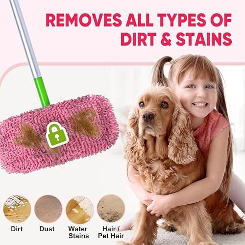 6 Pack Reusable Mop Pads Compatible with Swiffer Sweeper, Pink | Chenille Mop Refill Pads, Dry & Wet Mopping Cloths for Floor Cleaning thumbnail 4