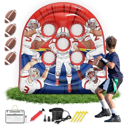 Funast 6FT Giant Inflatable Football Target Toss Game - Fun Kids Indoor Outdoor Party Throwing Football Games, Carnival Games for Backyard & Tailgate - Image 1