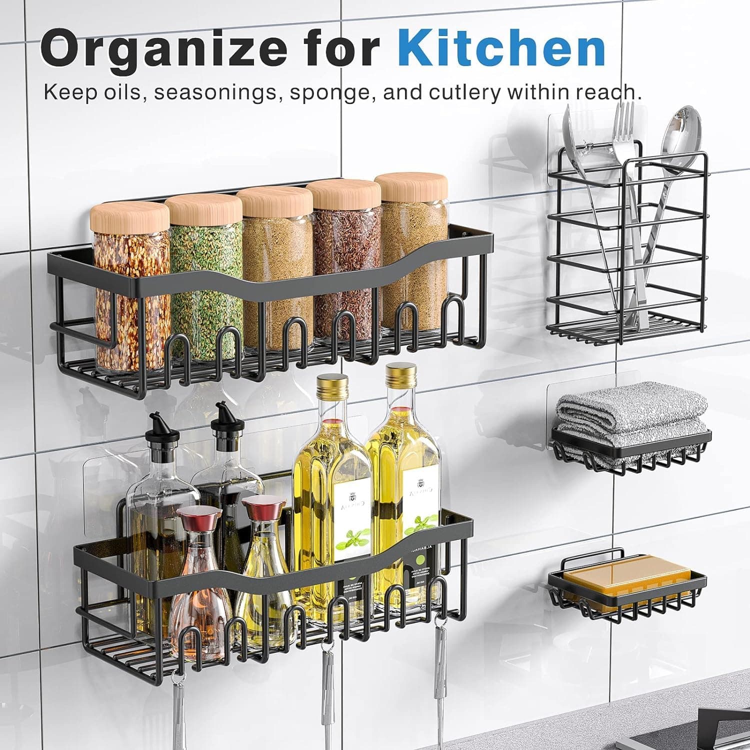 Yimoshan Adhesive Shower Caddy, 5 Pack Rustproof Stainless Steel Bath Organizers With Large Capacity, No Drilling Shelves for Bathroom Storage & Home Decor (Pink) thumbnail 6