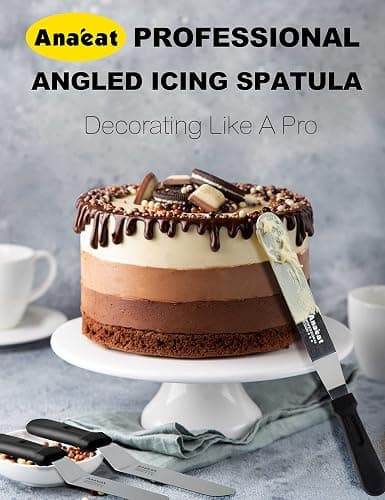 Anaeat Icing Spatulas, Set of 2 Professional Cake Angled Offset Spatula with 6", 8" Stainless Steel Blades - Thickened Frosting Knife with Durable Plastic Handle for Cake Decorating Pastry & Baking thumbnail 5