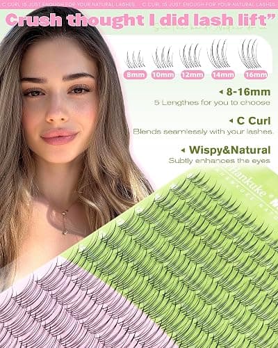 Aurora Natural Lash Clusters Wispy Cluster Eyelash Extensions C Curl Eyelash Clusters Invisible Band Individual Lashes 8-16MM Soft BASF Lash Extensions 120PCS Wet Pestañas Postizas Naturales at Home thumbnail 5