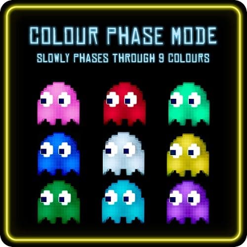 Pac-Man Ghost Light with Color Phasing Modes, Colors Change to Music, USB Powered thumbnail 7