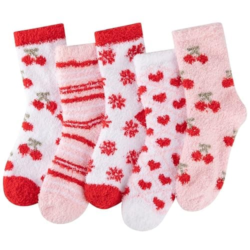 Comfoex 5 Pairs Kids Fuzzy Socks Cozy Fun Fluffy Girls Socks Best Winter Warm Gift Comfy Home For boys girls 4-14 years olds - Image 1