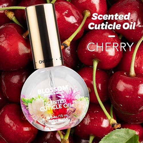 Blossom Cuticle Oil for Nails, Hydrating, Moisturizing, Scented Nail Oil Cuticle Care, Infused with Real Flowers, Made in USA, 0.5 fl. oz, Cherry thumbnail 2