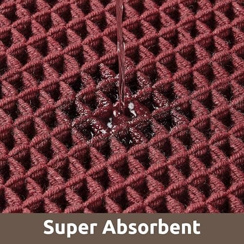 AMOAMI Waffle Bath-Mat, Absorbent Bath Mats for Bathroom Non Slip, Machine Washable Bathroom Rugs with Tassels Ultra Soft Boho Bath Rugs for Floor 17"x24" Red thumbnail 5