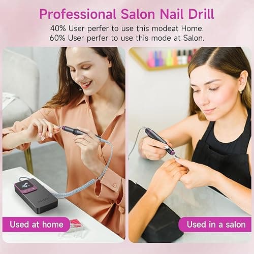 Electric Nail Drill Professional, Portable Nail File for Acrylic Gel Nails, Cordless Rechargeable Ultra Power Nail Drill Kit 40000RPM, HMC320 Salon-Grade Efile Nail Machine (Dark Grey) thumbnail 7