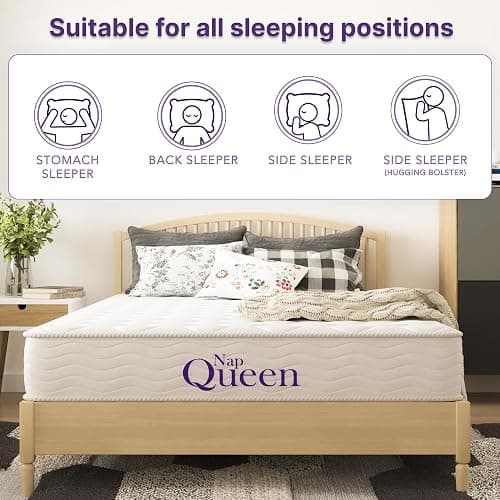 NapQueen 8 Inch Innerspring Twin Size Medium Firm Memory Foam Mattress, Bed in a Box, White - 8 Inch - Twin - White thumbnail 8