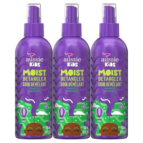 Aussie Kids Moist Detangler Spray, Sulfate & Paraben Free, Moisturizing & Tangle-Free Hair Care for Kids, Cruelty-Free, 8 Fl Oz Each, 3 Pack - Image 1