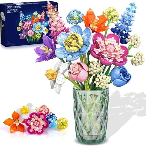 PLAXSOON Flower Bouquet Building Set, 888 PCS Botanical Collection Building Block Toy, Flowers Rose Plant Home Decor, Valentine's Day Christmas Birthday Gift for Adults Women Boys Girls 8+ - Image 1