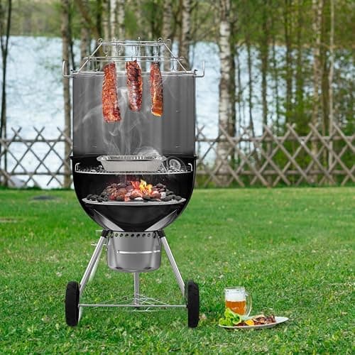 onlyfire Stainless Steel BBQ Cooking Smoking Attachment Rib Hanging System | Fits for Weber 22 inch Kettle Grills, Turns Your Kettle into Smoker thumbnail 8