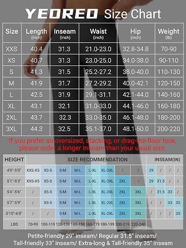 YEOREO Ease Workout Leggings Womens No Front Seam Straight Leggings 29"/ 31.5"/ 33"/ 35" High Waist Buttery Eddiy Yoga Pants thumbnail 5