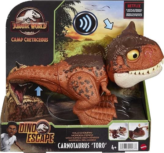 ​Jurassic World Chompin’ Carnotaurus Toro Dinosaur Action Figure Camp Cretaceous with Button-Activated Chomping & Other Motions, Realistic Sculpting, Kid Gift Age 4 Years & Up thumbnail 7