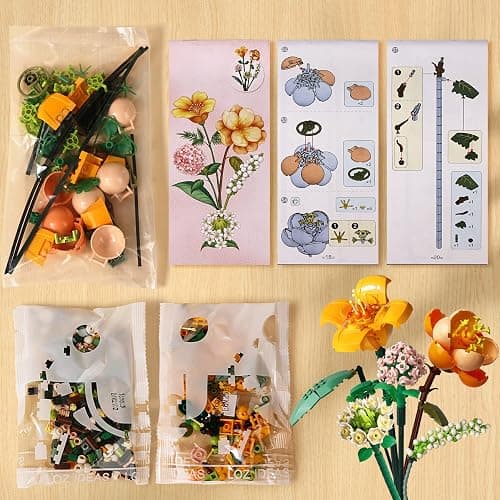 ZIYOSTAR Mini Bricks Flower Bouquet Building Sets, Artificial Flowers, DIY Unique Decoration Home, 456 Pieces Botanical Collection for Ages 8-12 Year Old Girl for Gift (Not Compatible with Lego Set) thumbnail 2
