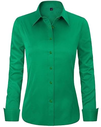 J.VER Womens Dress Shirts Long Sleeve Button Down Shirt Wrinkle-Free Business Casual Blouse Office Work Tops - Image 1
