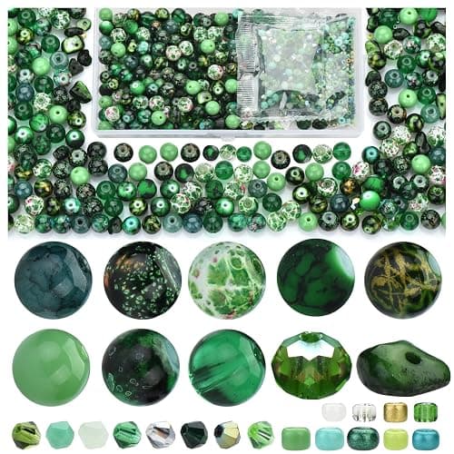 Glass Beads Jewelry Making Kit, Fresh Green Color-900pcs Include 8mm Assorted Beads, 4mm Bicone Crystal Beads, 2-4mm Spacer Seed Beads for DIY Bracelet, Earring Necklace Pendants Making Supplies - Image 1