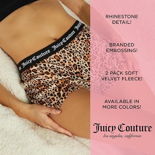 Juicy Couture Velvet Fleece Shorts 2 Piece Designer Pajama Set for Women, 2-Pack Sleep and Lounge Shorts thumbnail 3