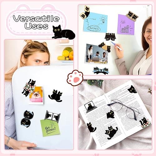 30Pack Cute Black Cat Bookmark Magnetic Bookmarks for Reading Women Men Kids Teacher Book Lovers Gifts, Unique Personalized Bookmarks Bulk Magnet Bookmark Clips Pretty Funny Novelty Page Book Markers thumbnail 6