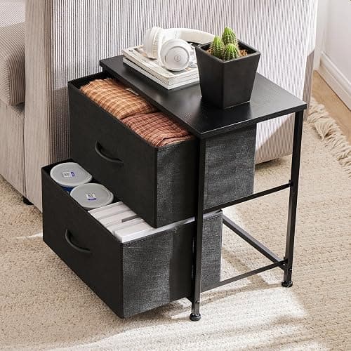 Sweetcrispy Nightstand Set of 2 with 2 Storage Drawers, 20" Height Small Bed Side Furniture End Table, Wooden Top Fabric Cabinet Kids Mini Dresser for Bedroom, Closet, Entryway, College Dorm thumbnail 4