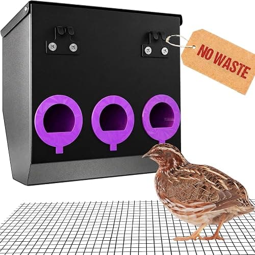 CluckRoots No Waste Quail Feeder, 3 x 1.5'' Ports for Adult Coturnix Quail | Outside-Hanging Metal Feeder for Wire Cages Hutch Pen to Save Space, No Spill No Mess for Japanese Jumbo Pharaoh Quail - Image 1