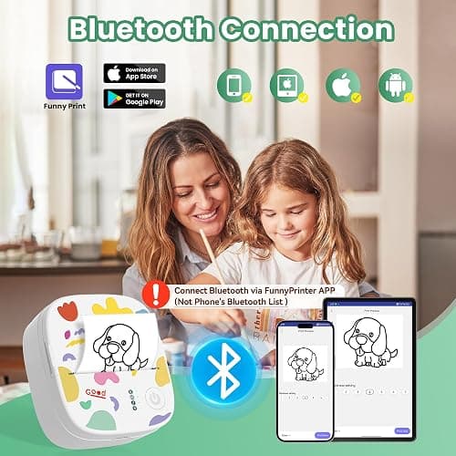 XenGro Mini Sticker Printer AHM2, Mini Thermal Printer with 3 Rolls Paper, Portable Bluetooth Inkless Printpods, Pocket Label Maker Suitable for Creative Kids DIY, Diaries, Photos, Study Notes -White thumbnail 2