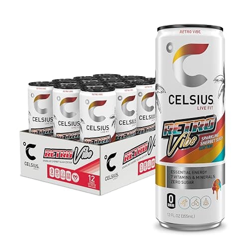 CELSIUS RETRO VIBE Sparkling Sherbet Slush, Sugar Free Energy Drink, 12 Fl Oz (Pack of 12) - Image 1