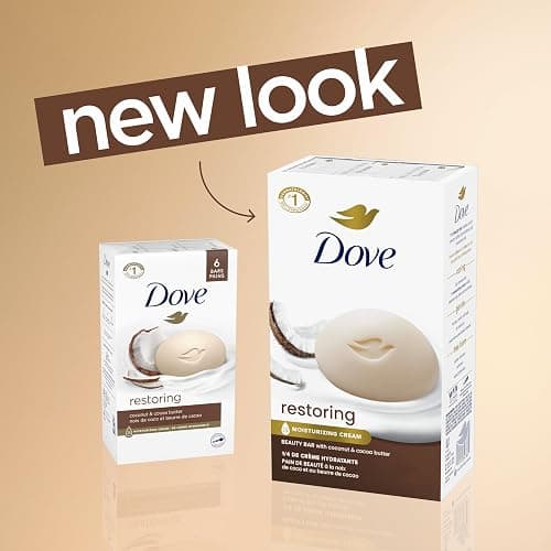 Dove Beauty Bar Soap Restoring Coconut & Cocoa Butter 6 Count for Restored Skin, Nourishes Skin 3.75 oz thumbnail 3