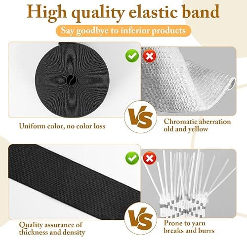 Romon Elastique Couture, Long Bande Elastique Couture, Ruban Elastic, Couture Blanc et Noir Deux Rouleaux de 20mm × 10m, Bande pour Extendeurs de Taille Ceinture, Large Perruque Ruban pour la Maison thumbnail 5