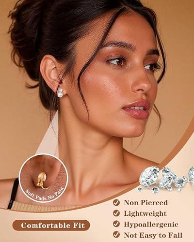 Gold clip on earrings  thumbnail 3