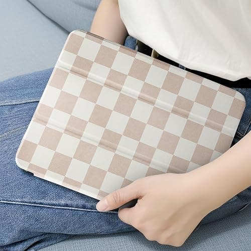 MrARTIST for iPad A16/10th Generation Case - Tablet Case Cute for Women Girls Girly Kawaii Aesthetic Preppy Kawaii Chic Cool Design for Apple Tablet Cover with Pencil Holder, Khaki Checkered thumbnail 7