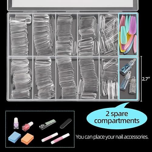 500PCS Square Shaped Clear Acrylic Nails Tips Full Cover with Case for DIY Nail Art thumbnail 5