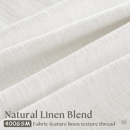 TWODRAPES Beige White Pinch Pleated Linen Curtains 2 Panels 100 Inches Long | Memory Training Shaped, Semi Sheer Pleat Drapes with Hooks Rings, Light Filtering Curtains 40x100 for Living Room Bedroom thumbnail 3