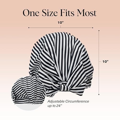 Kitsch Luxury Shower Caps for Women Reusable Waterproof - Large Shower Cap for Women and Men, Non-slip, Quick-dry Hair Cap for Long & Short Hair, Comfortable and Stylish Design - Stripe thumbnail 5