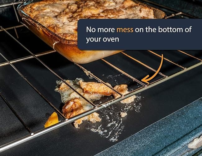 Oven Liners for Bottom of Oven - 3 Pack Large Heavy Duty Mats, 16.25”x23” Non-Stick Reusable Liner for Electric, Gas, Toasters, Grills - BPA & PFOA Free Kitchen Accessory to Keep It Clean (Black) thumbnail 3
