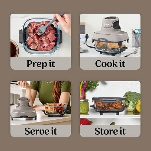 Ninja Crispi 4-in-1 Glass Air Fryer | 450°F | Non-Toxic | 4QT & 6-Cup Glass Containers w/Lids | Microwave, Freezer, Dishwasher Safe | Max Crisp, Air Fry, Bake, Recrisp | Stone | FN101ST thumbnail 9
