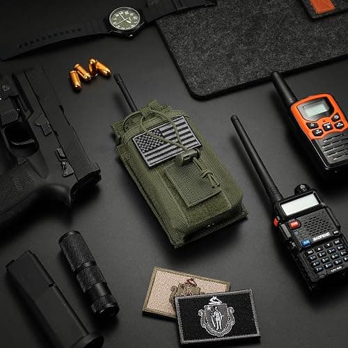 FRTKK Tactical Radio Holder Radio Holster Molle Radio Pouch Universal Radio Case Military Heavy Duty Radio Bag for Police Firefighter Two Ways Walkie Talkies Vest (Army green) thumbnail 2