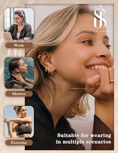 Jstyle Small Gold Hoop Earrings for Women Trendy 14K Gold Plated Huggie Earrings Hypoallergenic Cartilage Earring Stacks Cute Dainty Huggie Hoops Earring Sets for Multiple Piercing thumbnail 8