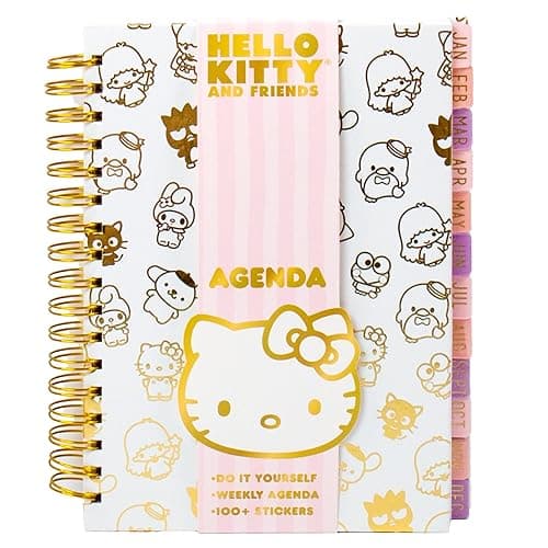 Hello Kitty And Friends Agenda, 70 Pages, Hardcover Planner, Hello Kitty & Kuromi Stickers, Sanrio Stuff, Cute School Supplies, Cute Stationery, Hello Kitty School Supplies, Sanrio Accessories - Pink Gold Foil Planner - Image 1