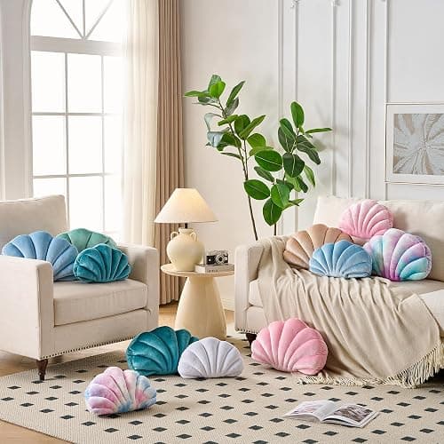 XIAIJIA Seashell Decorative Pillow Shell Shaped Throw Pillow 3D Insert Beach Pillow Soft Velvet Pillow Sea Ocean Decoration Couch Bed Pillow Cushions(Blue,14 X 11 inch) thumbnail 4