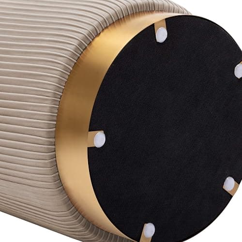 DUHOME Modern Round Velvet Ottoman Footrest Vanity Stool Khaki thumbnail 6