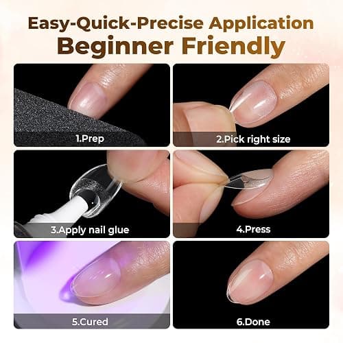 UNA GELLA Extra Short Almond Nail Tips Full Cover 504PCS Gel Nail Tips Short Almond Shaped Nails Tips Soft Gelly Gel Clear Fake Nails Tip for Acrylic Nail Tip Soak Off Home DIY Salon Nails 12 Sizes thumbnail 9