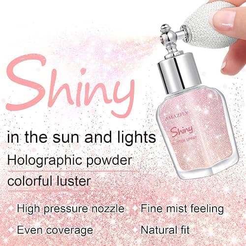 Hair and Body Glitter Spray, Shimmering Powder Sparkle Powder Makeup, Glitter Loose Sparkle Makeup for Body Highlighter,Festival Prom Rave Accessories (Pink) thumbnail 3