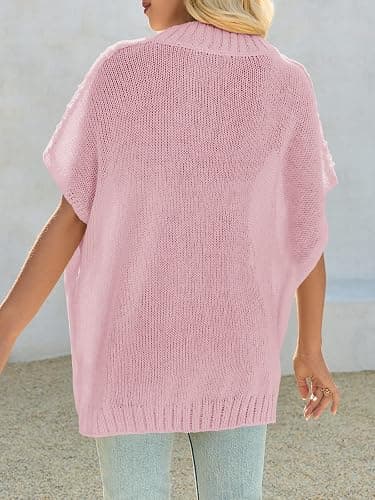 Saodimallsu Womens Oversized Sweater Tops Summer Lightweight Batwing Half Sleeve Casual Loose Knit Pullover Shirts thumbnail 5
