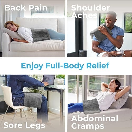 Pure Enrichment® PureRelief® XL Heating Pad - 12" x 24" Electric Heating Pad for Back Pain & Cramps, 6 Heat Settings, Soft Machine Wash Fabric, Auto-Off & Moist Heat (Charcoal Gray) thumbnail 3