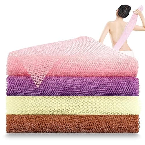 : GaoBangM African Net Sponge Set (4PCS) Exfoliating Shower Puff for Adults, Durable Bath Sponges for Men and Women, Soft Body Scrubber with Deep Cleansing Ideal Bath Accessories Gift Set - Image 1