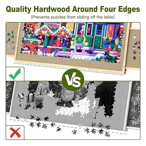 Jigsaw Puzzle Board 1500 Pieces, 2-in-1 Tilting and Rotating Puzzle Board with Drawers and Cover, Wooden Portable Puzzle Board for Adults, Board Game Table for All Ages thumbnail 6