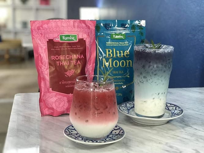 Raming Pink Thai Tea Mix, Rosechana - Dye-Free, 100% Natural Loose Leaf Assam & Beetroot Blend for Thai Iced Tea and Milk Boba Tea - Authentic Original Thailand, 227g (8 oz) thumbnail 9
