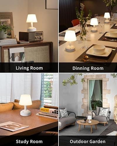 KDG Modern Cordless Small Table Lamps, Outdoor Portable Shower Waterproof LED Dimmable Desk Lamp, 5000mAh Rechargeable Battery Operated Lighting for Restaurant, Bedroom, Bathroom, Night Light (White) thumbnail 6
