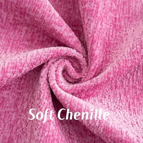 FUTEI Hot Pink Chenille Throw Pillow Covers 18x18 Inch Set of 2,Soft Cozy Bound Edge Design Cushion Case,Home Decor for Couch Bed Living Room thumbnail 3